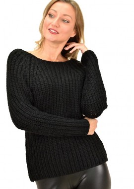 Caroon - Γυναικείο πουλόβερ μονόχρωμο Μαύρο 9151