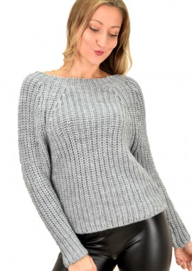 Caroon - Γυναικείο πουλόβερ μονόχρωμο Γκρι 9170