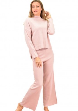 Potre OR - Γυναικείο πλεκτό σετ Ροζ 9450