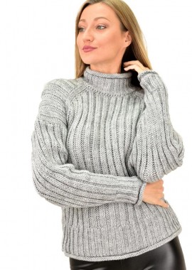 Caroon - Γυναικείο πλεκτό με διακριτικό σχέδιο Γκρι 9334