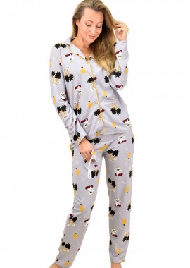 Potre OR - Γυναικεία πιτζάμα σετ με διάφορα σχέδια με μάσκα ύπνου Γκρι 8766