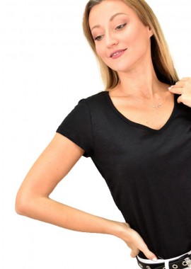 First Woman - Γυναικεία κοντομάνικη μπλούζα Μαύρο 9613