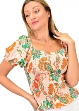 Potre OR - Εμπριμέ τοπ με σφηκοφωλιά Μπεζ 10553