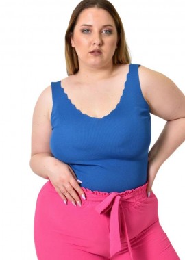 Potre OR - Γυναικείο Plus Size πλεκτό τοπ Μπλε 24354