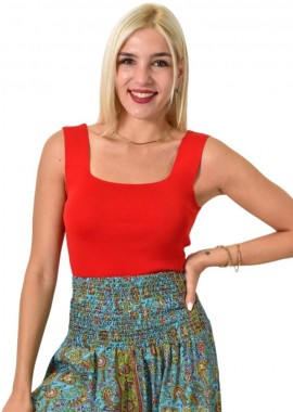 Potre OR - Τοπ με τετράγωνη Λαιμόκοψη Κόκκινο 24966