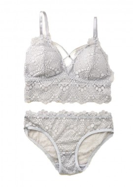 Potre OR - Γυναικείο σετ εσωρούχων με δαντέλα Γκρι 10314