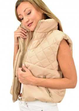 Potre OR - Αμάνικο καπιτονέ μπουφάν Μπεζ 10374