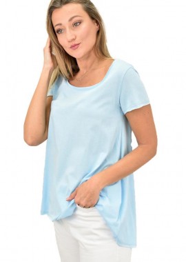 First Woman - Γυναικεία μπλούζα με στρογγυλή λαιμόκομψη Γαλάζιο 11041