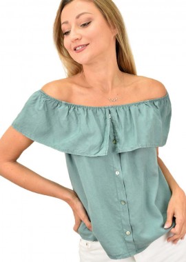 Potre OR - Γυναικεία μπλούζα με βολάν Πράσινο 10739