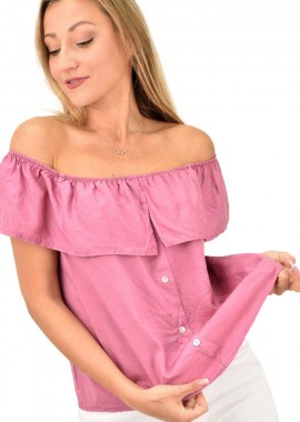 Potre OR - Γυναικεία μπλούζα με βολάν Ροζ 10733