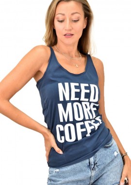 Potre OR - Γυναικείο μπλουζάκι αμάνικο με τύπωμα Μπλε Σκούρο 10773