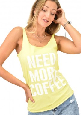 Potre OR - Γυναικείο μπλουζάκι αμάνικο με τύπωμα Κίτρινο 10775