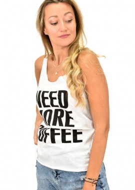 Potre OR - Γυναικείο μπλουζάκι αμάνικο με τύπωμα Λευκό 10772