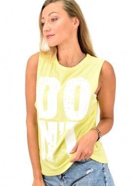 Potre OR - Γυναικεία αμάνικη μπλούζα με στάμπα Κίτρινο 11414