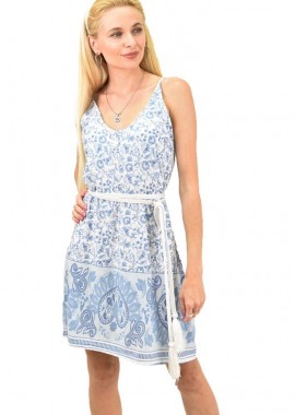 Potre OR - Γυναικείο φόρεμα φλοράλ Γαλάζιο 11630