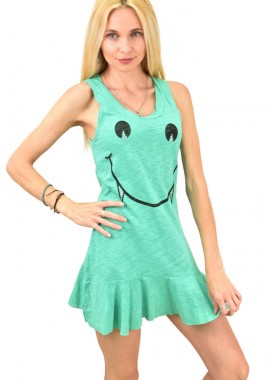Potre OR - Γυναικείο μπλουζοφόρεμα με σχέδιο φατσούλα Πράσινο 11917