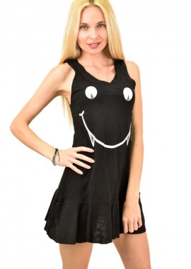 Potre OR - Γυναικείο μπλουζοφόρεμα με σχέδιο φατσούλα Μαύρο 11909