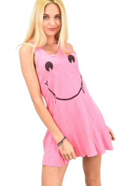 Potre OR - Γυναικείο μπλουζοφόρεμα με σχέδιο φατσούλα Ροζ 11916