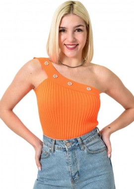 Potre OR - Ριπ εφαρμοστό τοπ με έναν ώμο Πορτοκαλί 23503