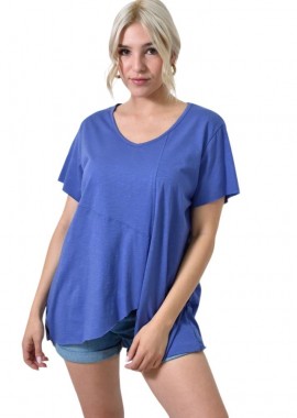 First Woman - Ασύμμετρο Κοντομάνικο Μπλουζάκι Μωβ 24558