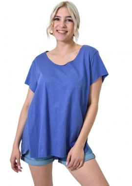 First Woman - Ασύμμετρο Κοντομάνικο Μπλουζάκι Μωβ 24554