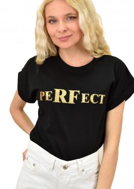 First Woman - Γυναικεία μπλούζα με τύπωμα PERFECT Μαύρο 15015