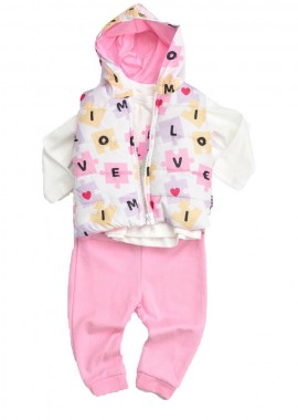 Potre OR - Βρεφικό σετ με αμάνικο μπουφάν Ροζ 14487