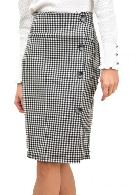 Potre OR - Γυναικεία midi καρό φούστα Λευκό 13447