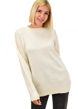 Potre OR - Πουλόβερ oversized με πλέξη soft Εκρού 17782