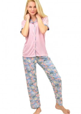 Potre OR - Γυναικεία πιτζάμα σετ με σχέδιο φλοράλ Ροζ 14337
