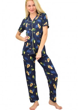 Potre OR - Γυναικεία πιτζάμα σετ με σχέδιο αβοκάντο Μπλε Σκούρο 14335