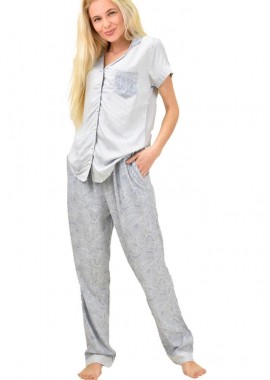 Potre OR - Γυναικεία πιτζάμα σετ με σχέδιο φλοράλ Γκρι 14339