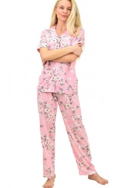 Potre OR - Γυναικεία πιτζάμα σετ φλοράλ Ροζ 14327