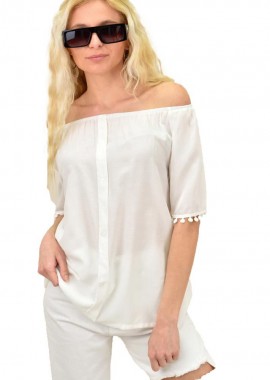 Potre OR - Γυναικεία μπλούζα με κουμπιά Λευκό 14912