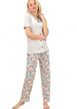 Potre OR - Γυναικεία πιτζάμα σετ με σχέδιο Εκρού 14344