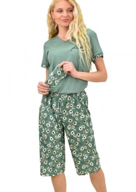 Potre OR - Γυναικεία πιτζάμα με σχέδιο φλοράλ με μάσκα Φυστικί 14893