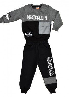 Potre OR - Παιδικό σετ με τύπωμα DESTINATION Ανθρακί 17129