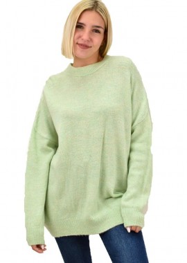 Potre OR - Πλεκτό πουλόβερ oversized Φυστικί 17941