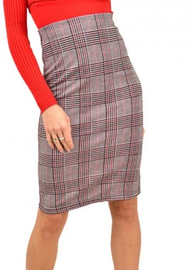 Potre OR - Γυναικεία φούστα καρό Μπορντώ 13193