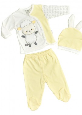 Potre OR - Βρεφικό σετ με σχέδιο προβατάκι Κίτρινο 15187