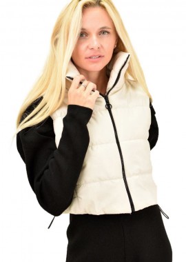 Potre OR - Αμάνικο κοντό μπουφάν με όρθιο γιακά Εκρού 12482