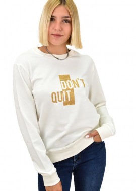 First Woman - Μπλούζα φούτερ DONT QUIT Λευκό 17517