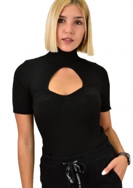 Potre OR - Τοπ με ψηλό λαιμό και άνοιγμα στο μπούστο Μαύρο 17366