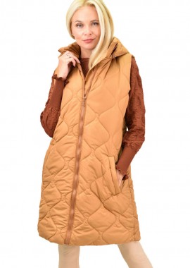 Potre OR - Γυναικείο αμάνικο μπουφάν με κουκούλα Κεραμιδί 12681
