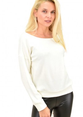 Potre OR - Γυναικεία μπλούζα με χαμόγελο λαιμόκομψή Εκρού 13125