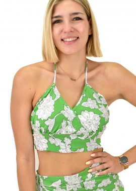 First Woman - Γυναικείο crop top κρουαζέ Πράσινο 16807