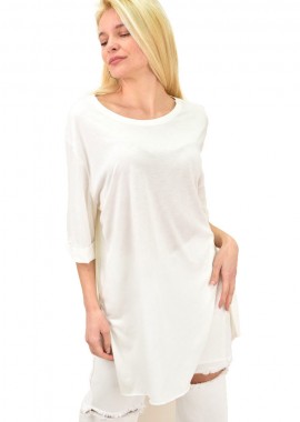 Potre OR - Γυναικείο T-shirt μονόχρωμο oversized Εκρού 14062