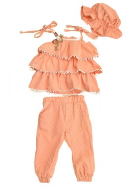 Potre OR - Παιδικό σετ μπλούζα παντελόνι και καπέλο Σομόν 14517