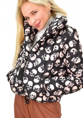 Potre OR - Γυναικείο μπουφάν bomber με σχέδιο νεκροκεφαλές Μαύρο 13336