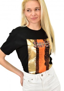Potre OR - Γυναικείο T-shirt με στρας SMILE Μαύρο 14700